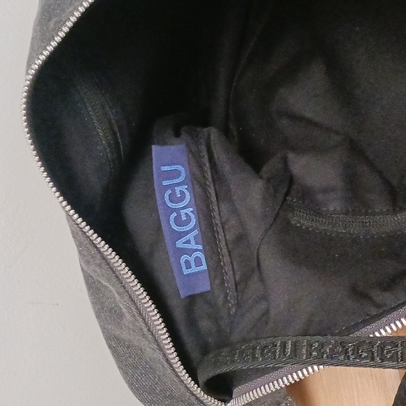 BAGGU Medium Washed Black Denim Crescent Crossbody Bag - Picture 13 of 15